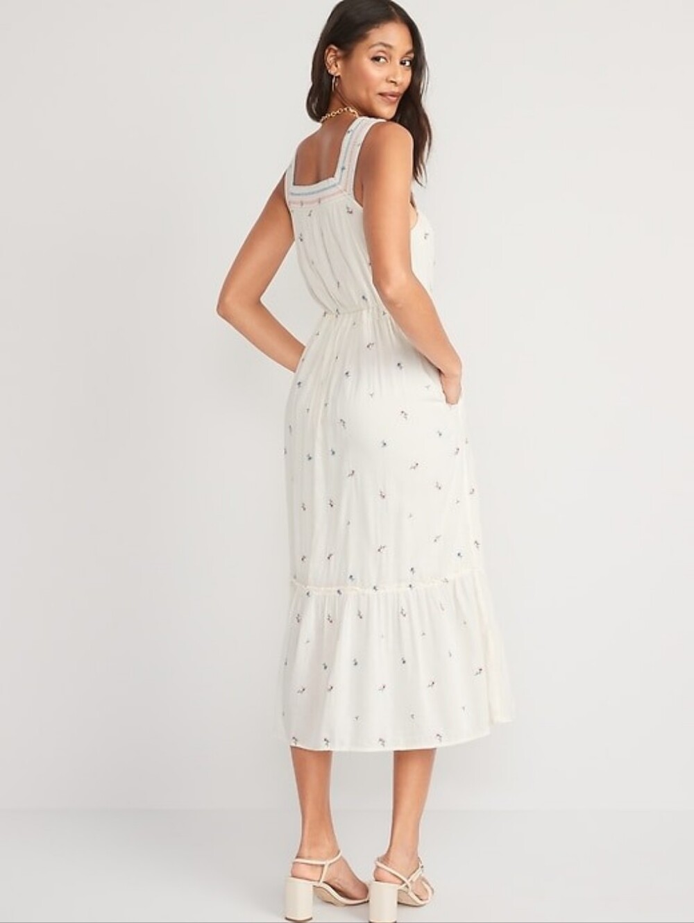 Old Navy Cream Floral Embroidered Sundress